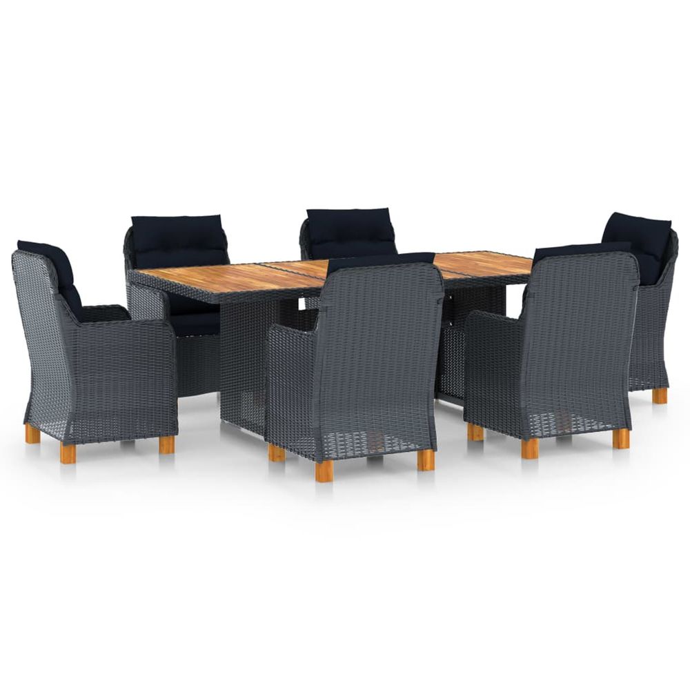 Ensemble à manger d'extérieur 7pcs et coussins résine tressée