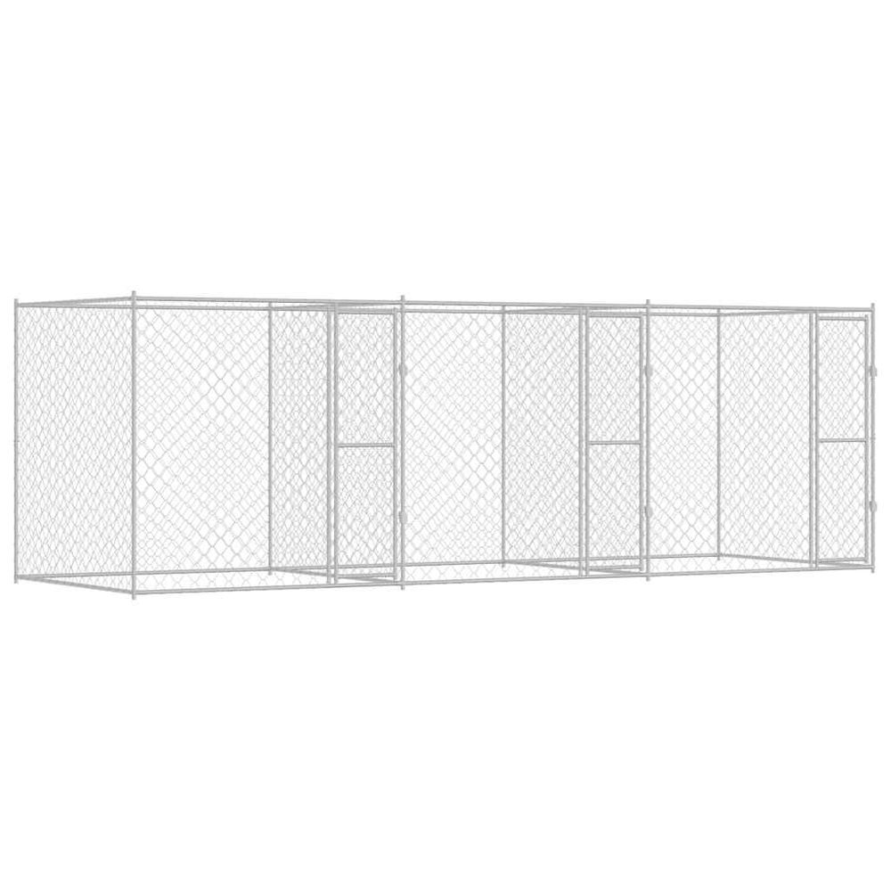 Cage pour chien argenté 600 x 200 x 200 cm acier galvanisé