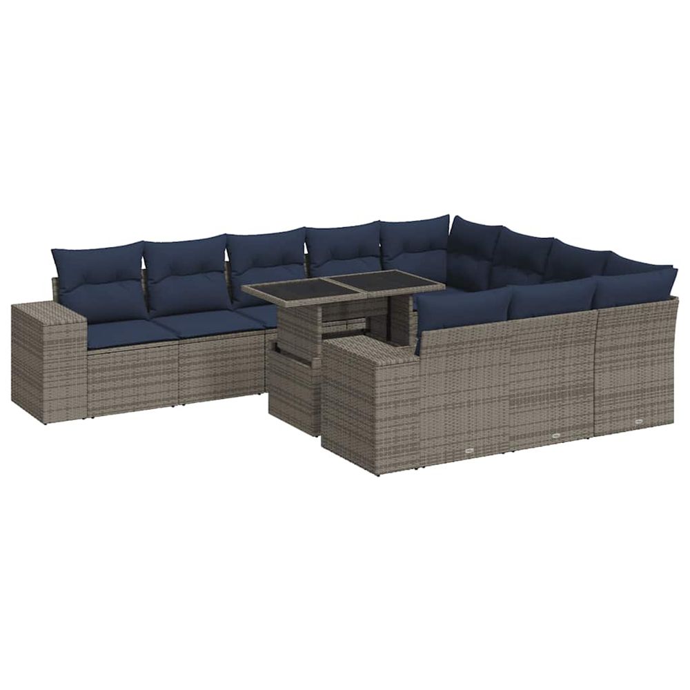 Ensemble de canapés de jardin 11 pcs et coussins rotin acacia