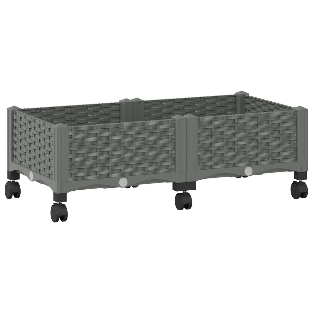Jardinière d'extérieur avec roues gris clair 80 x 40 x 29 cm pp
