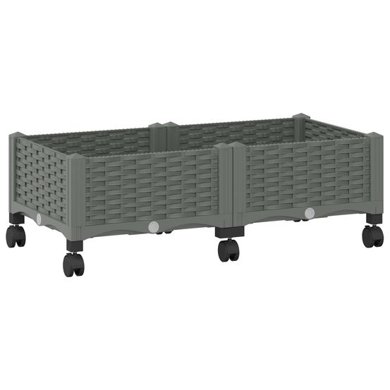 Jardinière d'extérieur avec roues gris clair 80 x 40 x 29 cm pp