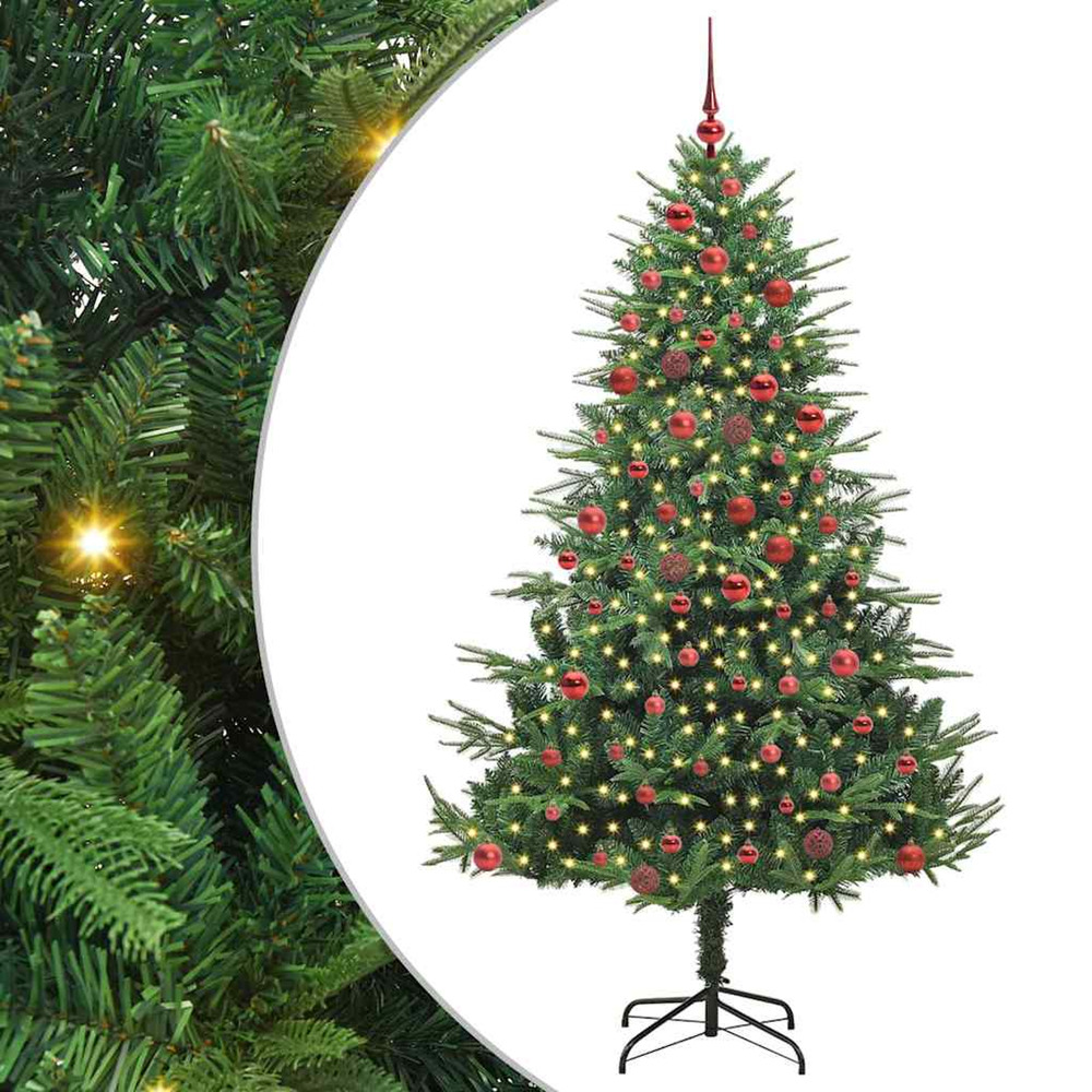 Sapin de noël artificiel pré-éclairé avec set de boules 180 cm