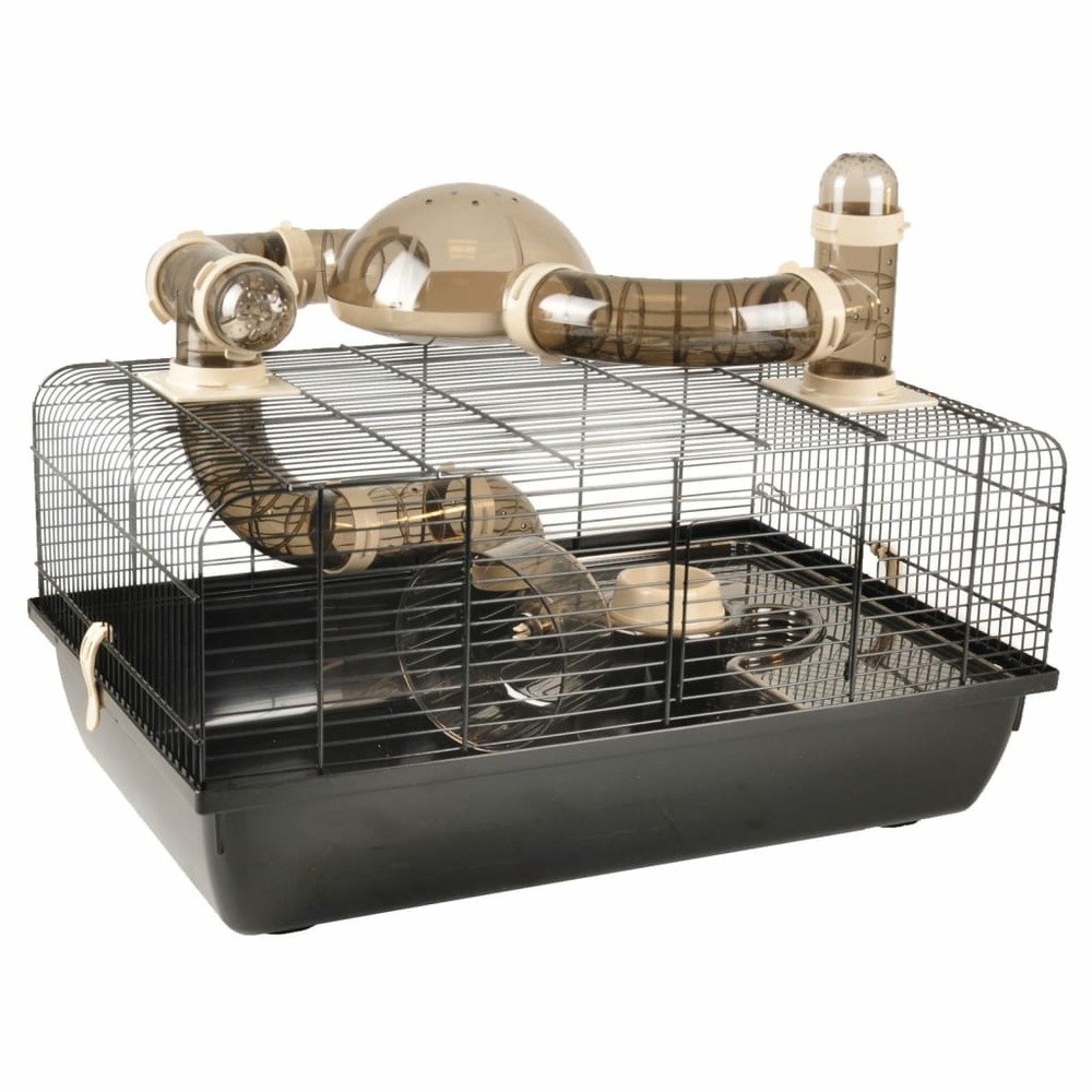 Cage pour hamsters figo 58x38x40 cm noir et marron