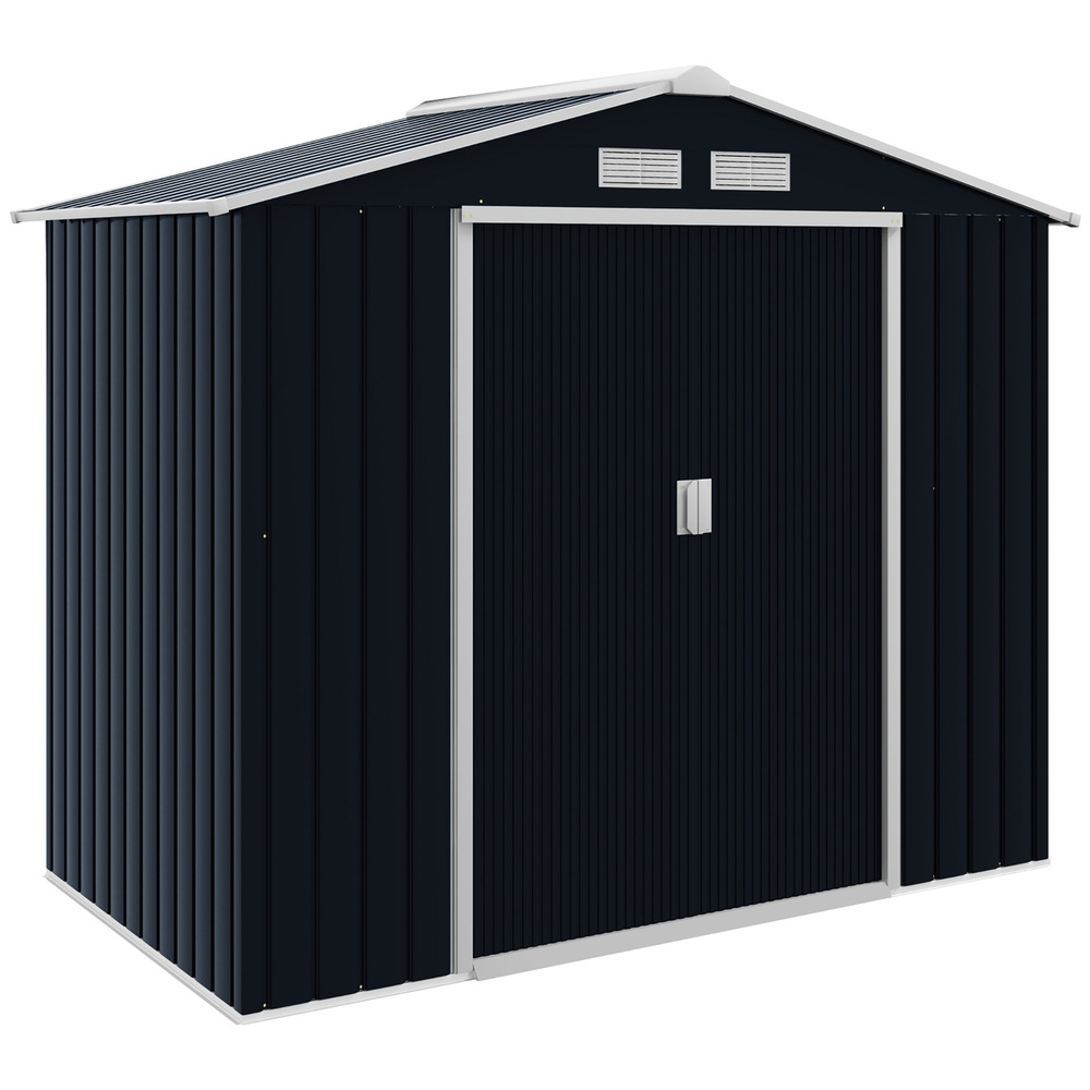 Abri de jardin - remise pour outils - cabanon porte verrouillable - dim. 213l x 130l x 185h cm - tôle d'acier gris