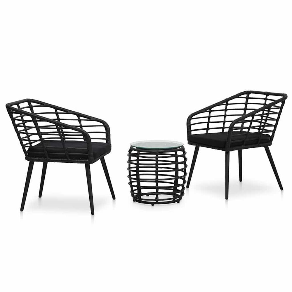 Ensemble de bistro 3 pcs résine tressée noir