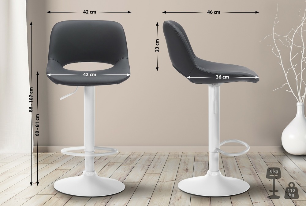 Lot de 2 tabourets de bar camden simili cuir blanc