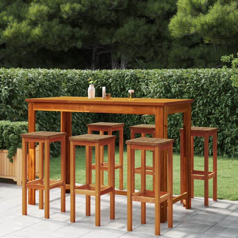 Ensemble de bar de jardin 7 pcs bois d'acacia solide
