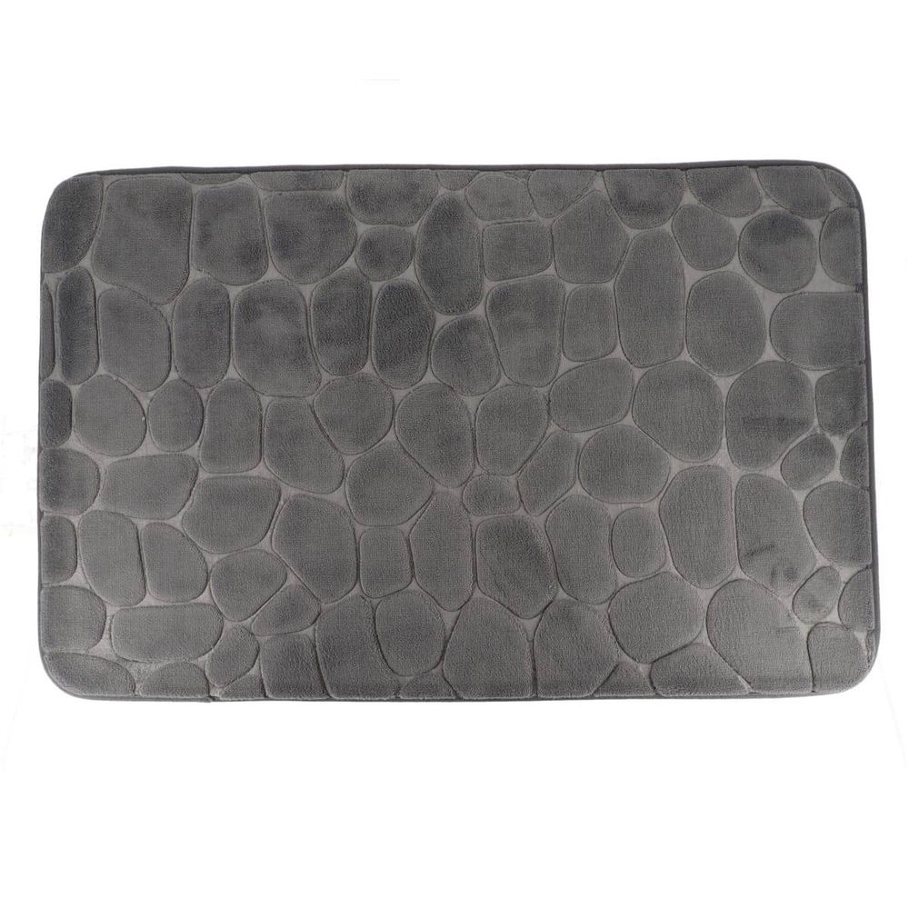 Tapis memoire de forme microfibre galet 50x80cm - gris fonce