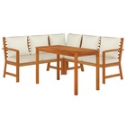 Ensemble de salle à manger de jardin meuble extérieur 4 pièces coussins bois acacia
