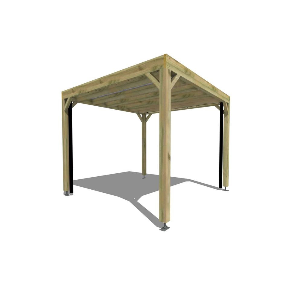 Carport bois autoportant 10 m² • 3 x 3 m • hauteur de passage 2,37 m • sens profondeur • livraison comprise