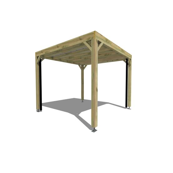 Carport bois autoportant 10 m² • 3 x 3 m • hauteur de passage 2,37 m • sens profondeur • livraison comprise