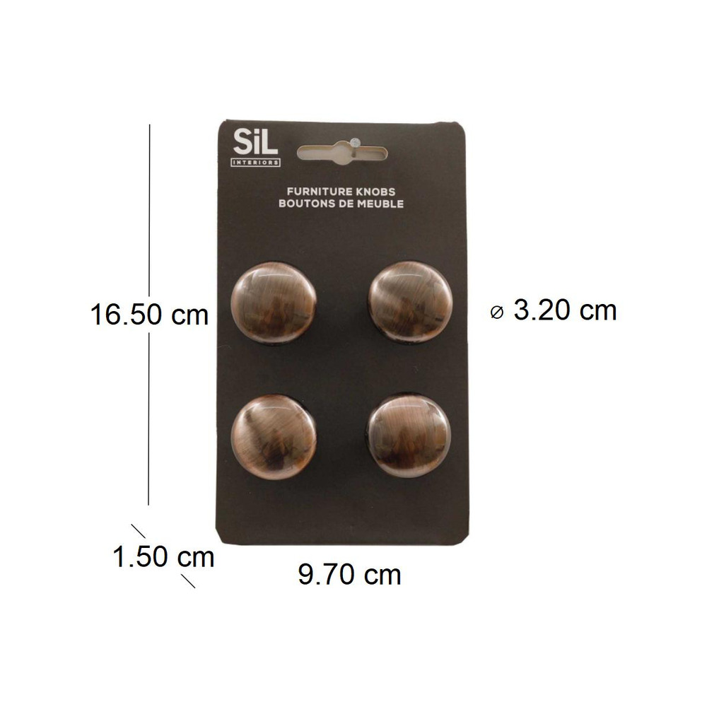 Ensemble de 4 boutons de meuble en alu bronze