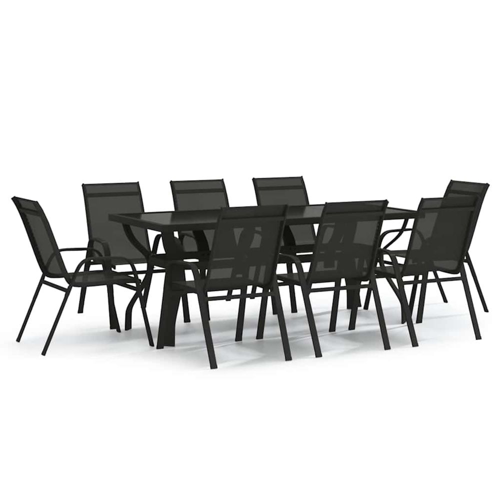 Ensemble à manger de jardin 9 pcs noir