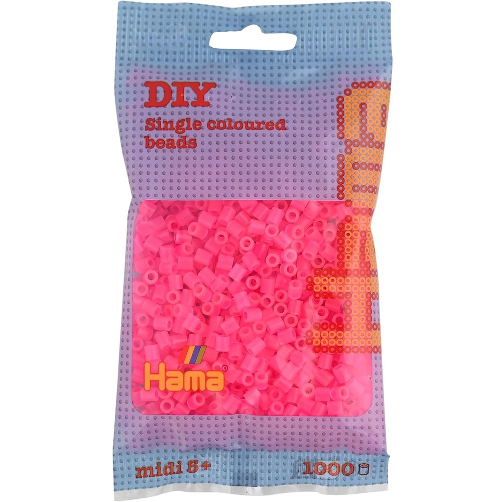 Sachet 1000 perles plastique midi fuschia