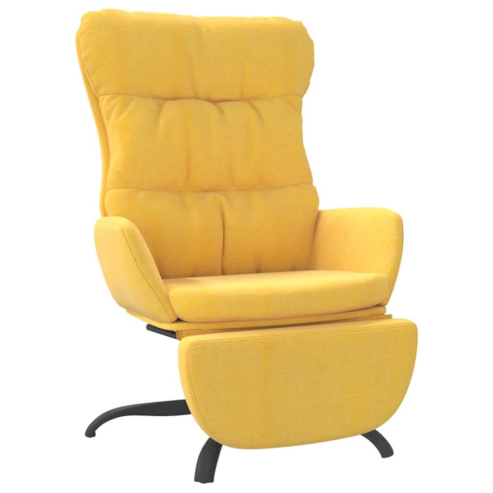 Chaise de relaxation avec repose-pied jaune moutarde tissu