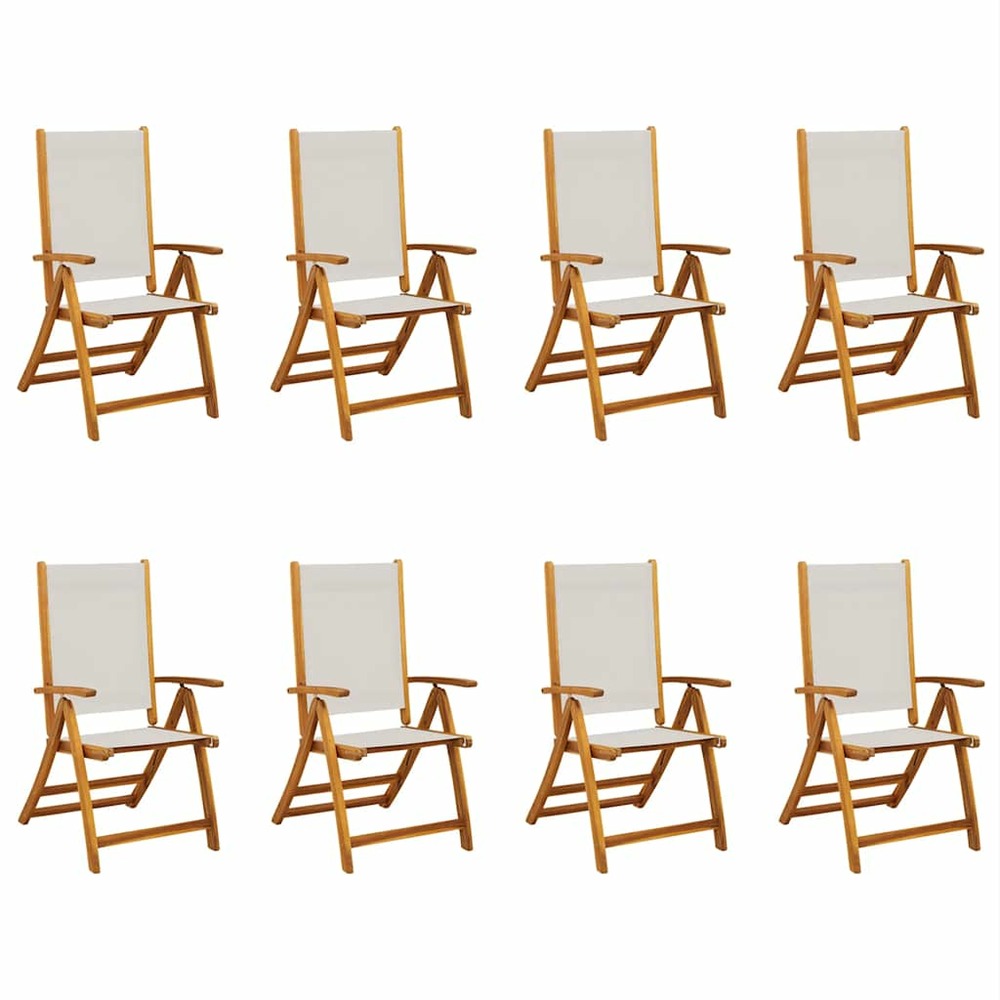 Chaises pliables de jardin lot de 8 bois d'acacia et textilène
