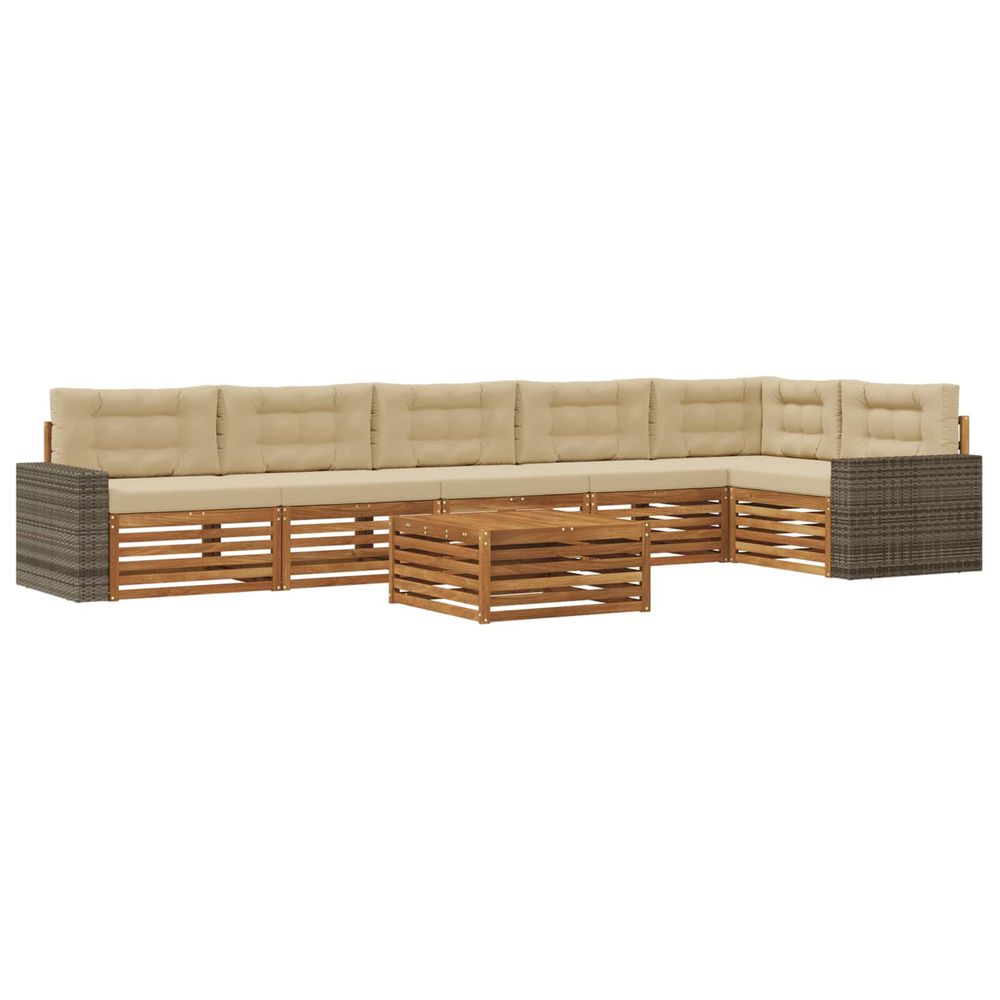 Ensemble de canapés d'extérieur 7 pc naturel et beige polyester