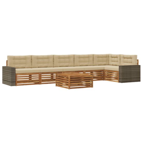 Ensemble de canapés d'extérieur 7 pc naturel et beige polyester