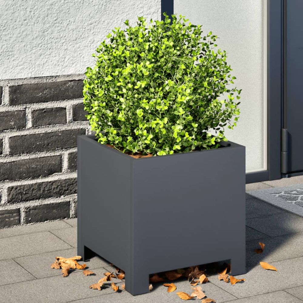 Lot de 2 jardinières carrées acier anthracite 30x30x30 cm