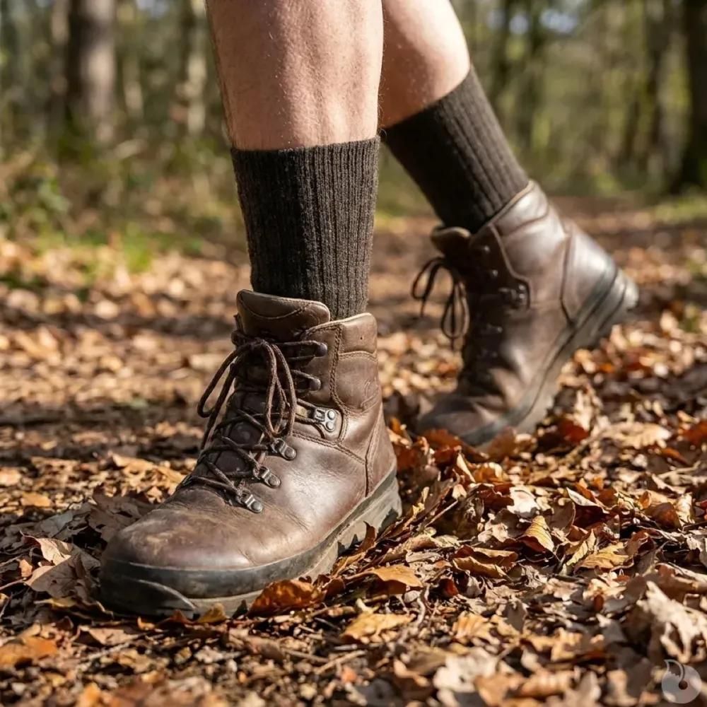 Chaussettes mérino kaki non-comprimantes 80% laine 15% polyamide