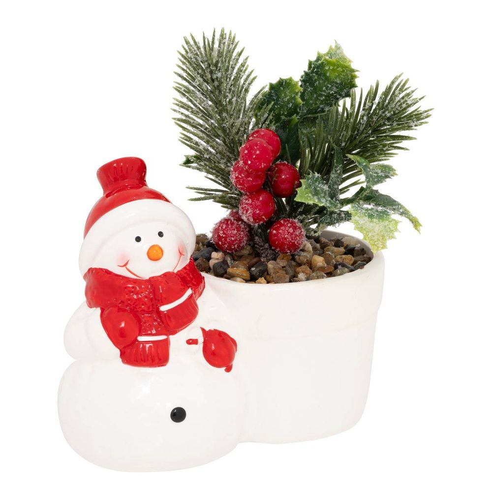 Plante en pot père noël et bonhomme de neige h. 13 cm