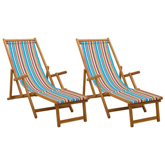 Chaise longue pliante 2 pcs 3 position bois d'eucalyptus massif bain de soleil