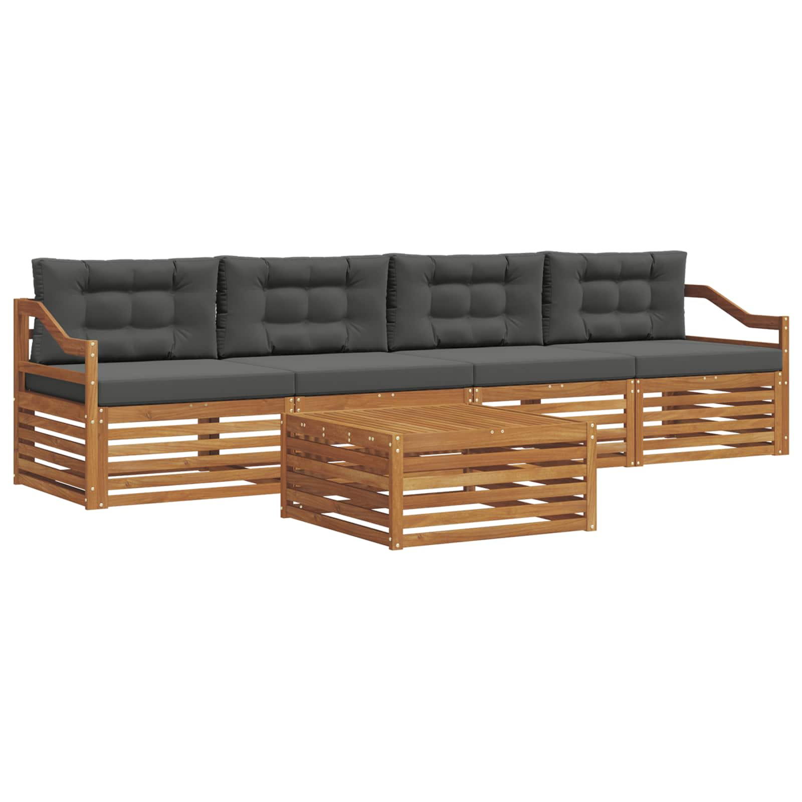 Ensemble de canapés d'extérieur 5 pcs naturel et anthracite