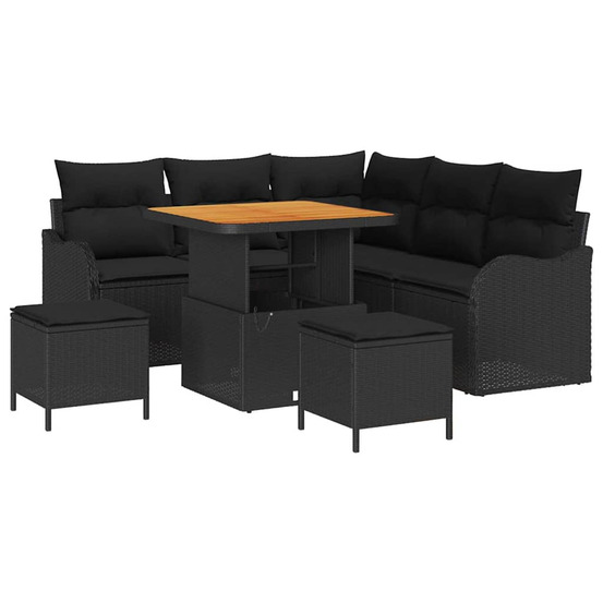 Ensemble de canapé de jardin avec coussin 8 pcs noir