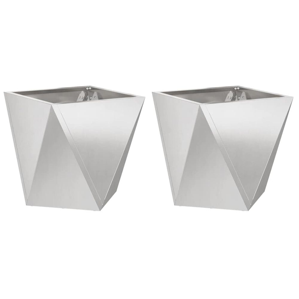 Jardinière d'extérieur 2 pc argent 50 x 50 x 50 cm acier inoxydable