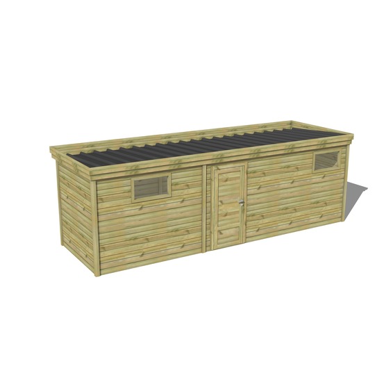 Abri de jardin bois pin traité autoclave 27mm - 7,39x2,14m / 16m2 - bac acier - abri français