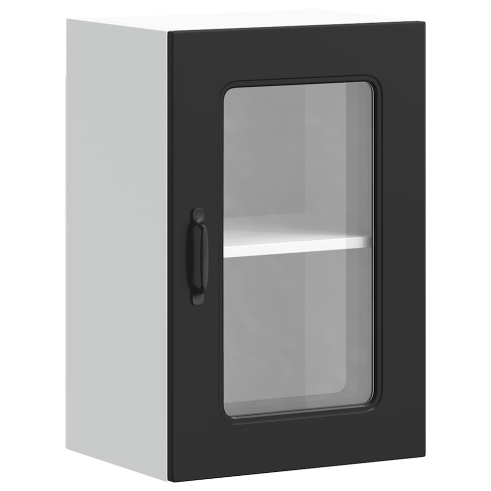 Armoire murale de cuisine avec porte en verre kalmar noir