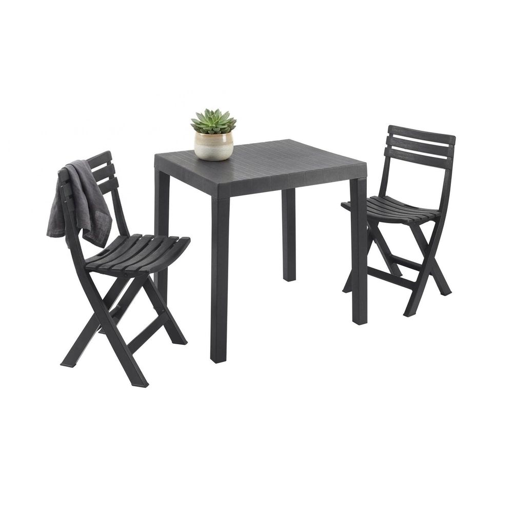 Ensemble salon de jardin altar, 2 places noir anthracite
