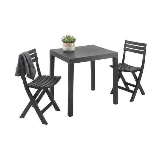 Ensemble salon de jardin altar, 2 places noir anthracite