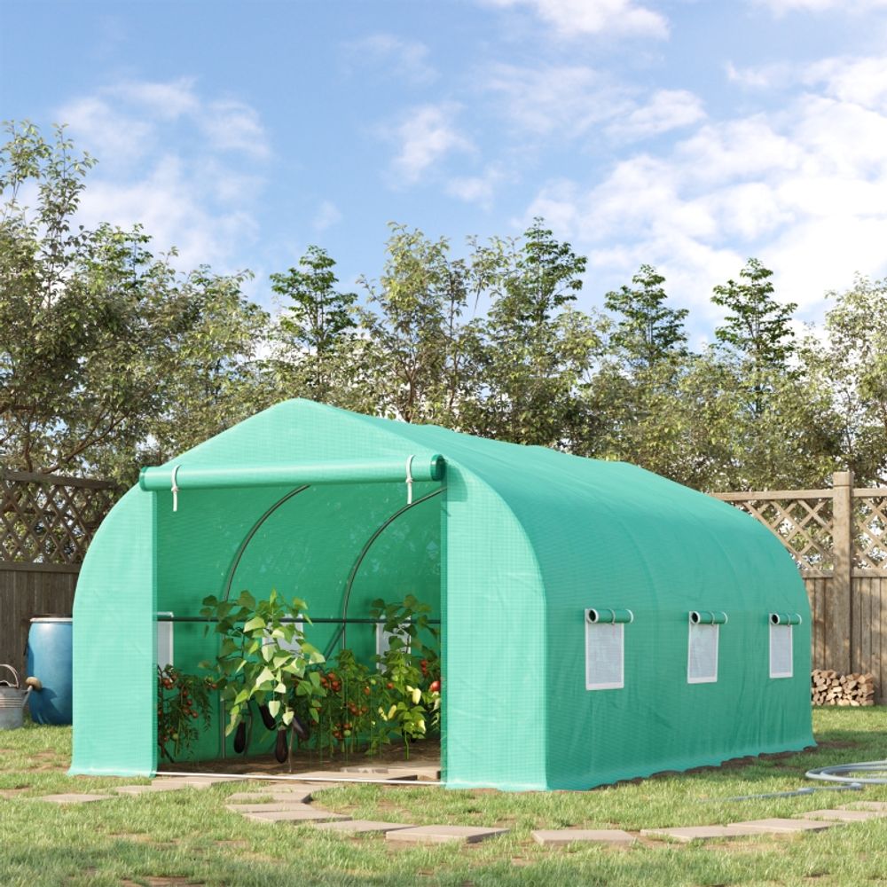 Serre tunnel acier et pe 450 x 300 x 200 cm verte pour jardin potager protection cultures - comfortxl outdoor living