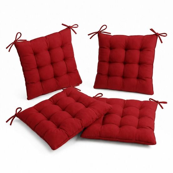 Lot de 4 galettes de chaise en polyester 40 x 40 cm rouge