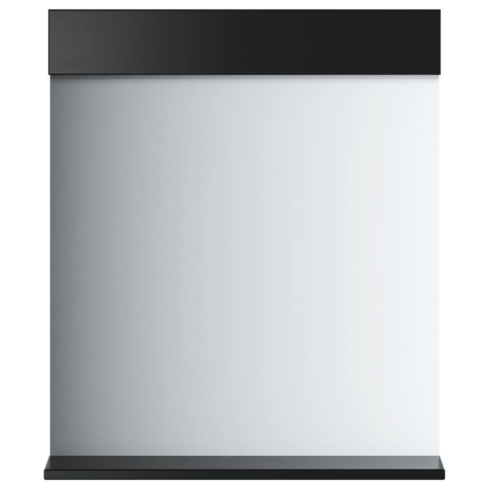 Miroir de salle de bain avec étagère berg noir bois massif