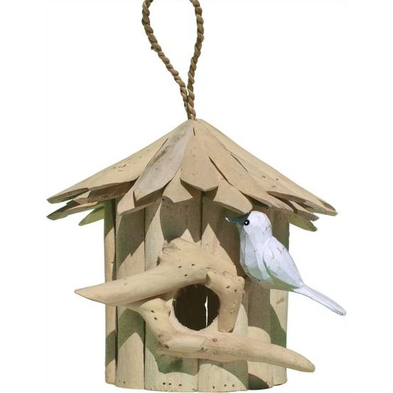 Nichoir rond en bois d'albésia 23 x 22 cm