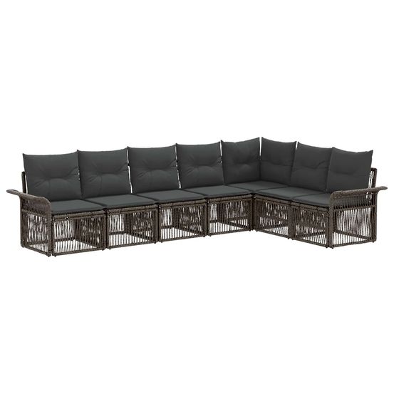 Ensemble de canapé de jardin 7 pc gris polyrotin