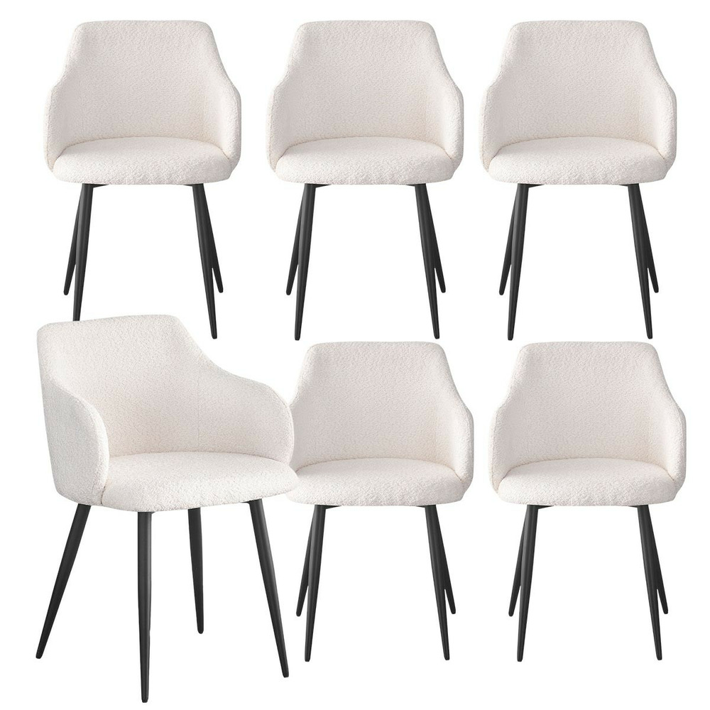 Lot de 6 chaises tissu bouclette 