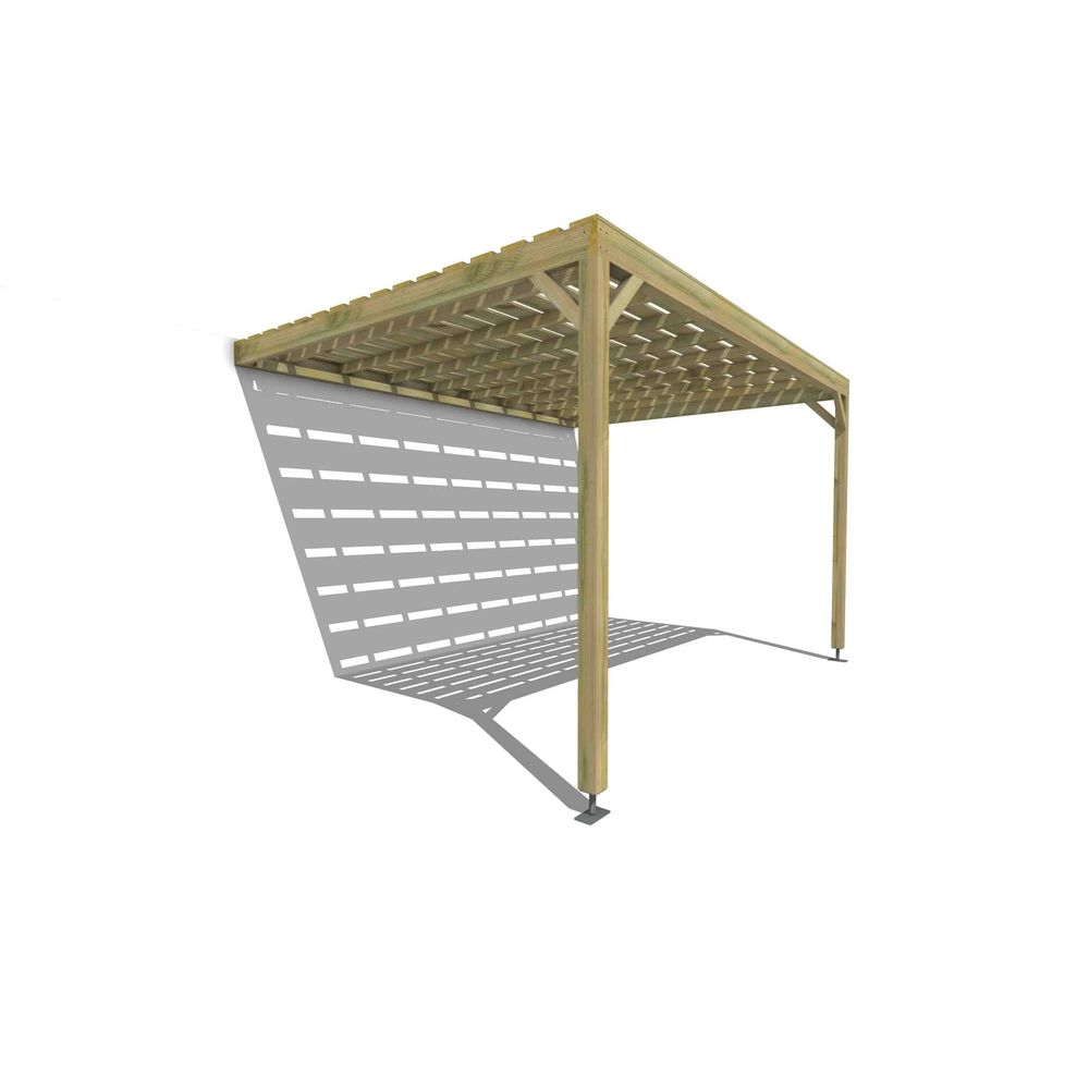 Pergola bois • 4m x 3m • adossée • sens profondeur • platelage bois • livraison comprise