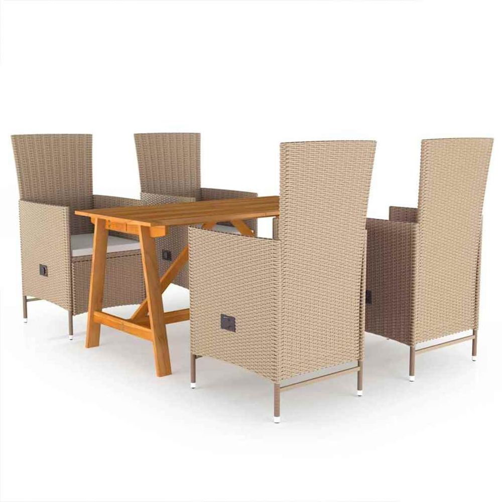 Ensemble à manger de jardin 5 pcs beige