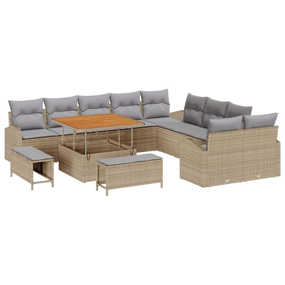 Ensemble de canapé de jardin 13 pc beige polyrotin