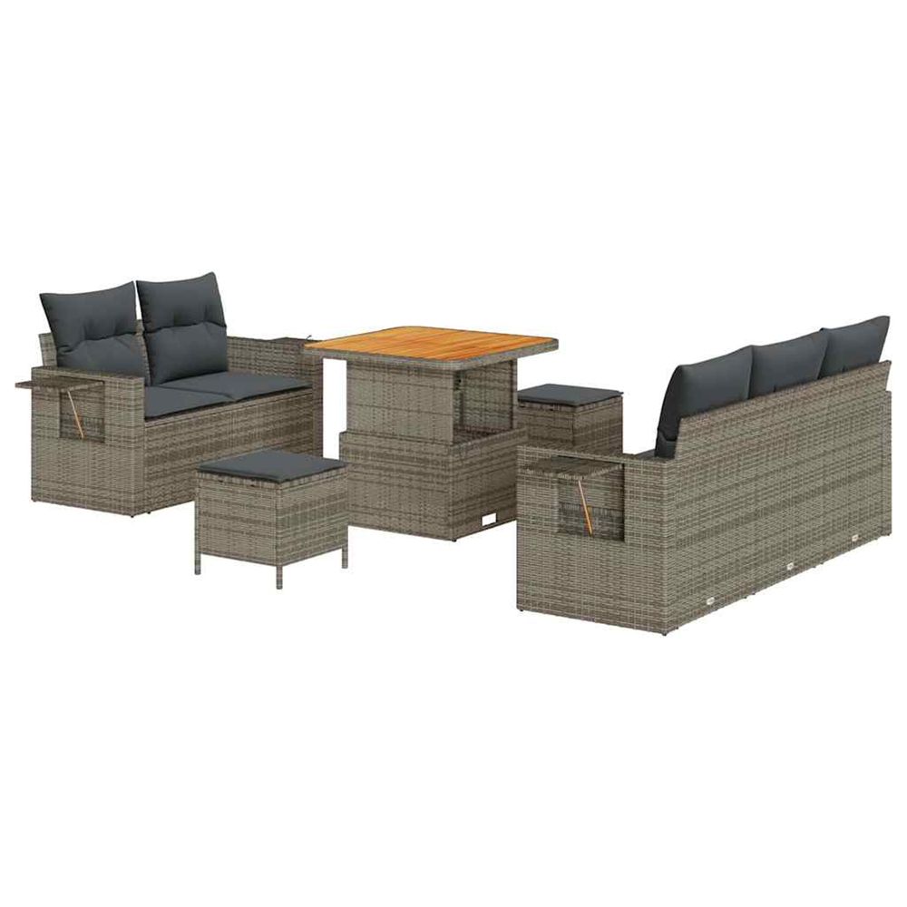 Ensemble de canapé de jardin 8 pc gris polyrotin