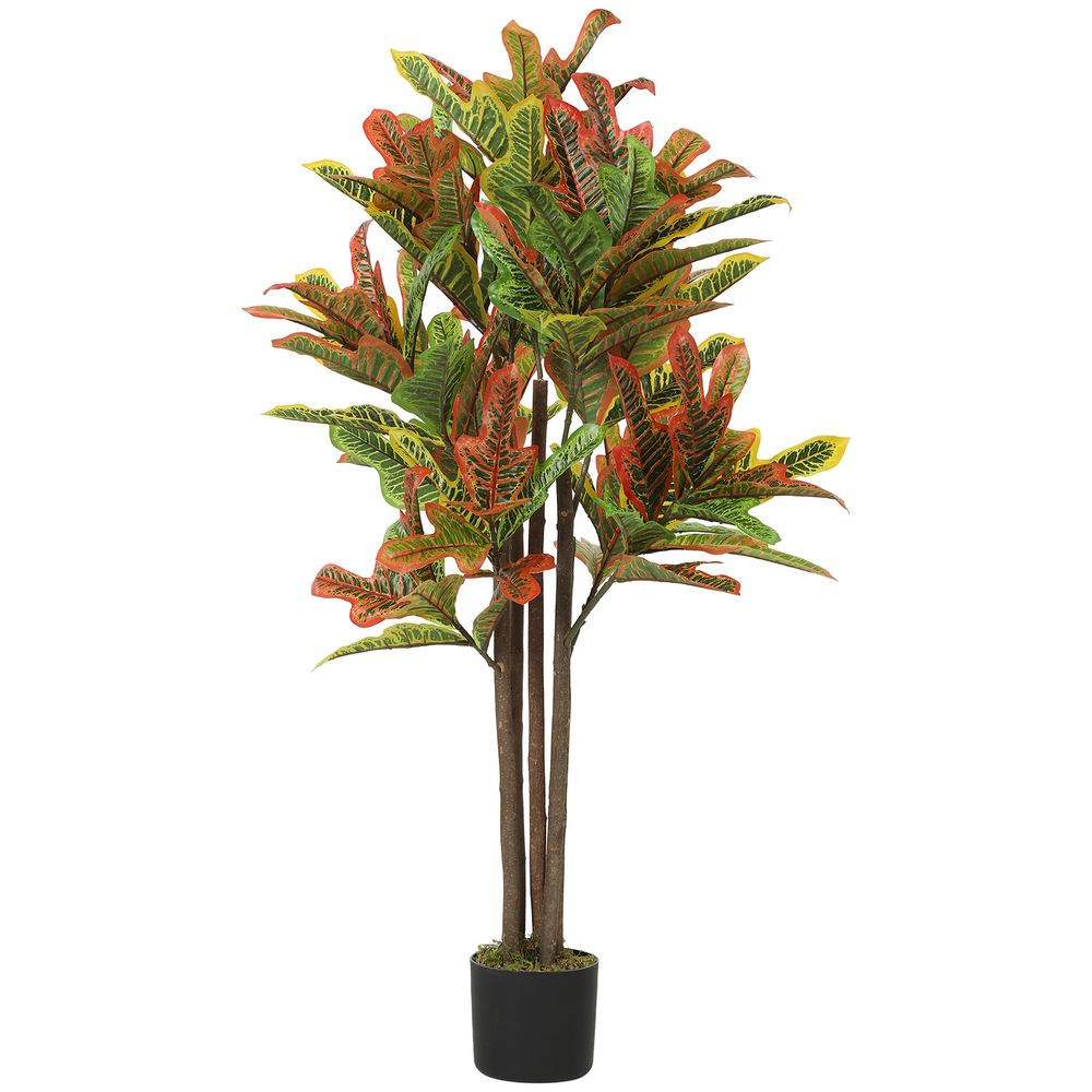 Plante croton artificiel peva décoration salon couleurs vives 120cm vert