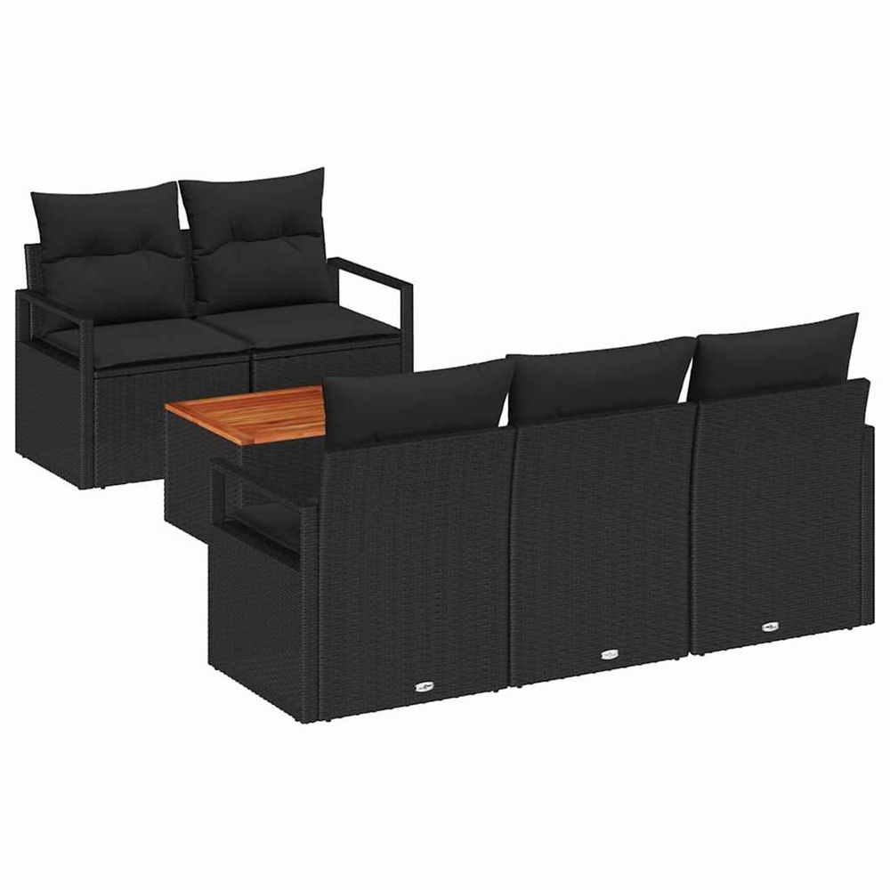 Ensemble de canapé de jardin 6 pc noir polyrotin