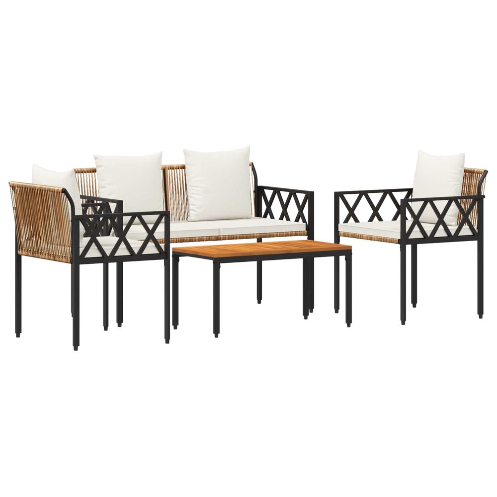 Ensemble de meubles d'extérieur 4 pc marron et crème blanche