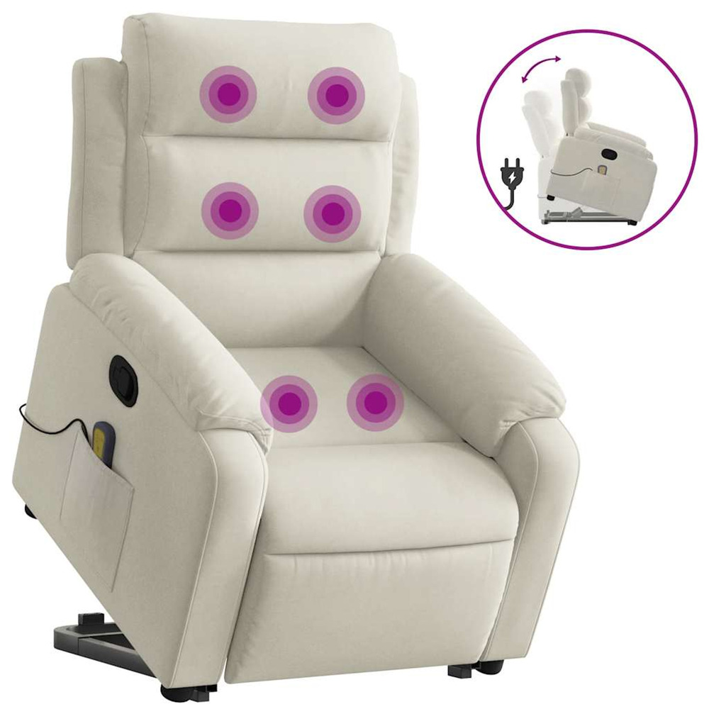 Fauteuil de massage inclinable crème velours