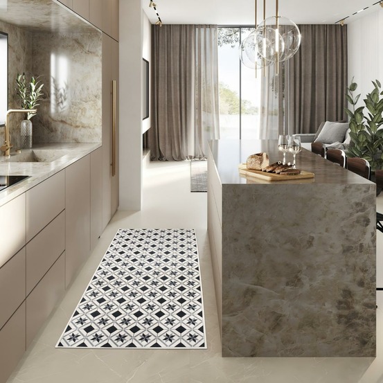 Tapis de cuisine 80x150 lenga noir, facile d'entretien