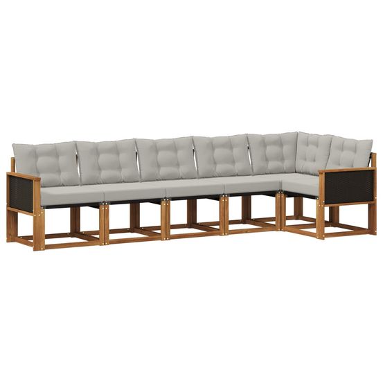 Ensemble de canapés d'extérieur 6 pc naturel et gris clair