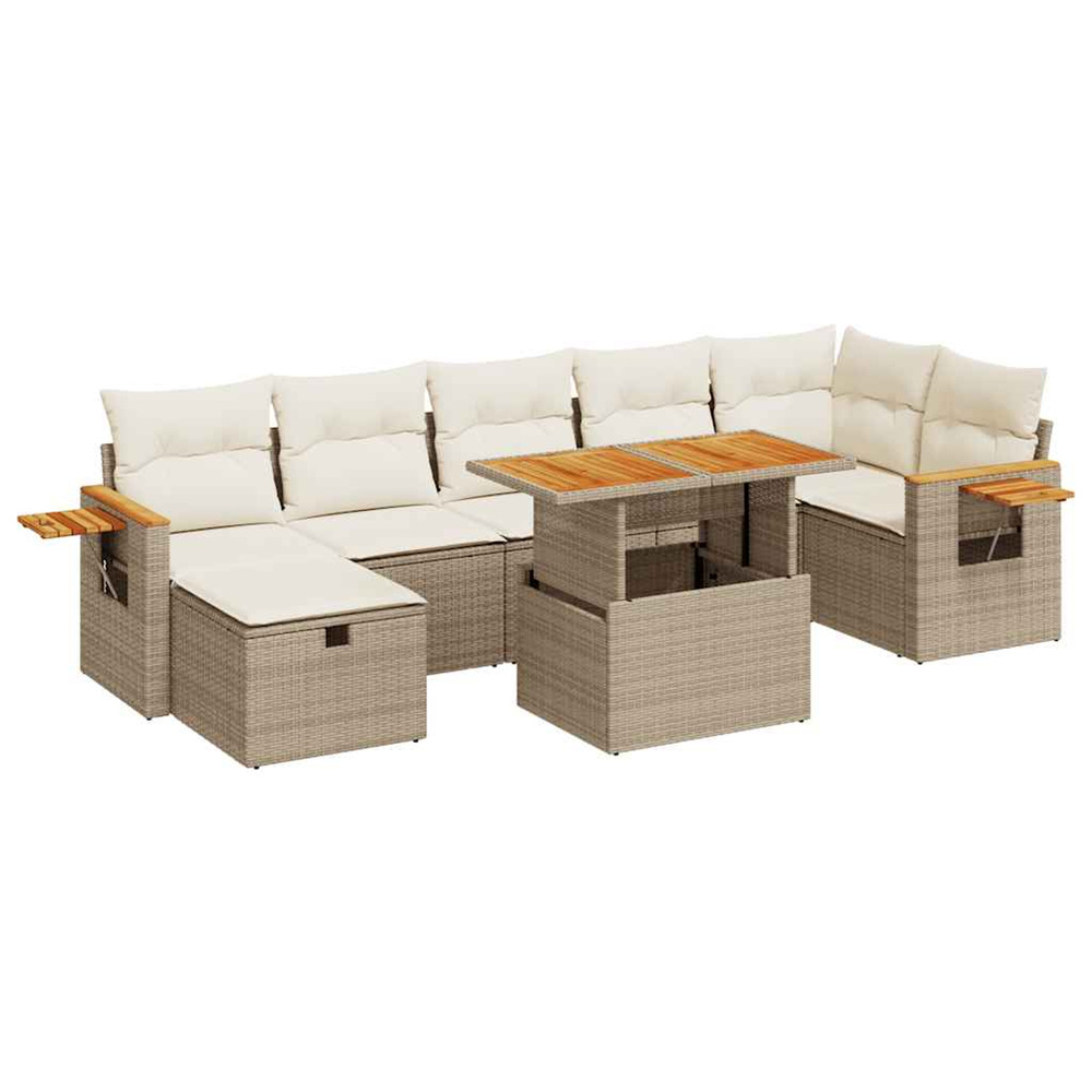 Salon de jardin avec coussins 5 pcs beige résine tressée